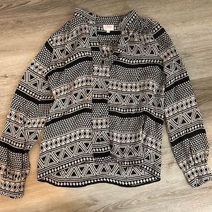 Parker Silk Tribal Print Blouse Sz S